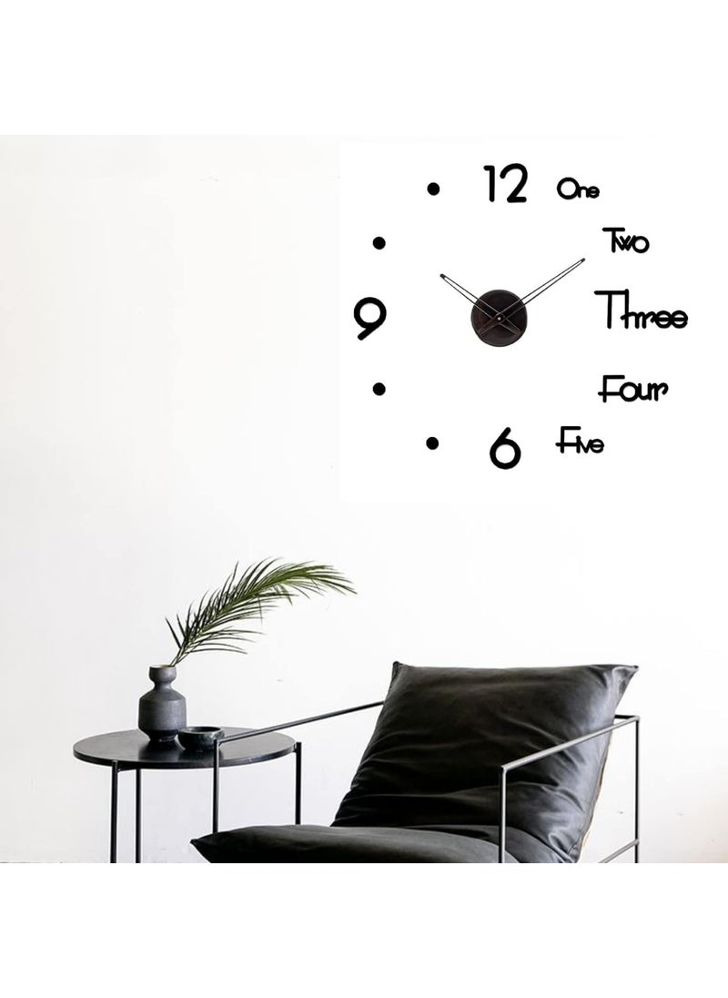 Inlera Acrylic DIY Wall Clock 3D Decorative Sticker Clock Home Office Decor 3D Wall Clock Adjustable Size Black 1 2 3