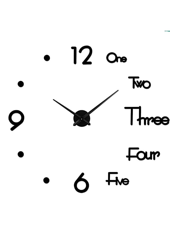 INLERA Designer 3D DIY Self Adhesive Wall Clock Wall Sticker of Large Size DIY Frameless with 3D Big Mirror Surface Effect Analog70 cm X 70 cm Wall ClockBlack