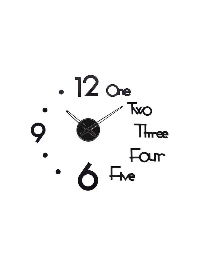 INLERA Designer 3D DIY Self Adhesive Wall Clock Wall Sticker of Large Size DIY Frameless with 3D Big Mirror Surface Effect Analog70 cm X 70 cm Wall ClockBlack
