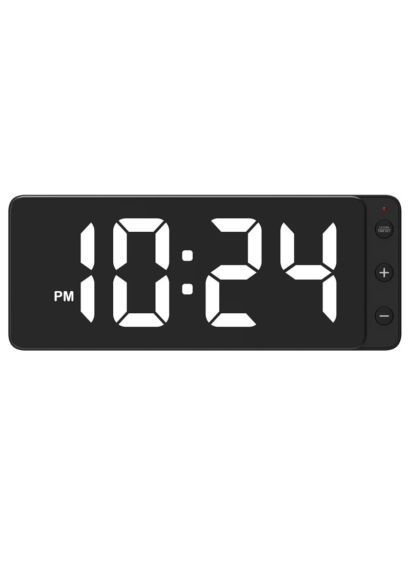 LED Digital Wall Clock with Large Display Big Digits AutoDimming 1224Hr Format Battery Backup Silent Wall Clock for Farmhouse Kitchen Living Room Bedroom Classroom Office White