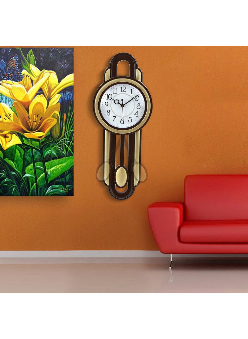 Harbour Analog Latest Stylish New Models Wall Clock with Pendulum for Home Living Room Hall Bedroom Size Height 52 CM X Width 20 CM Home Decor Big Size Wall Clock MJ AD 24 MGT 1