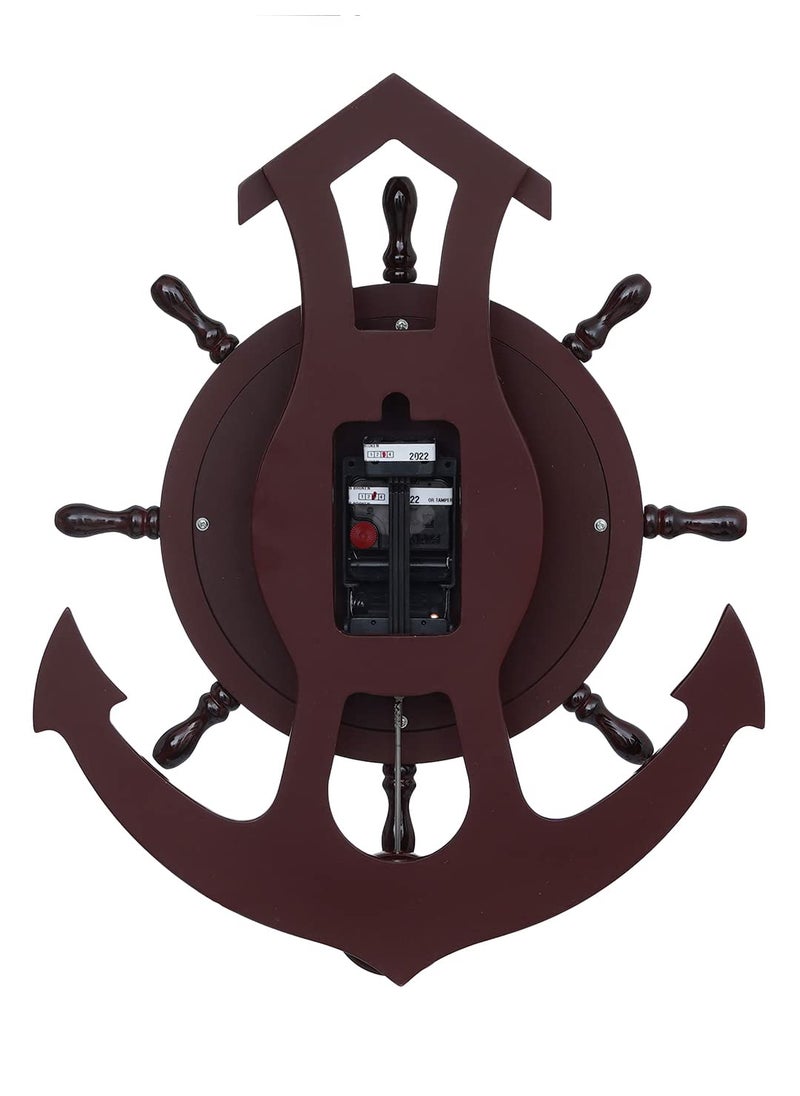 CHRONIKLE Decorative Anchor Wheel Style Wooden Rosewood Analog HomeOffice Decor Full Figure Pendulum Wall Clock with Sweep Movement Size 39 x 6 x 485 CM Weight 1380 grm