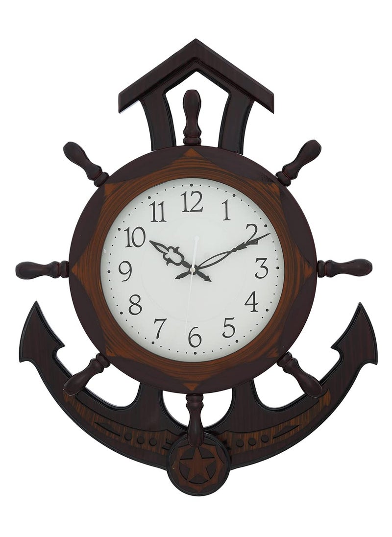 CHRONIKLE Decorative Anchor Wheel Style Wooden Rosewood Analog HomeOffice Decor Full Figure Pendulum Wall Clock with Sweep Movement Size 39 x 6 x 485 CM Weight 1380 grm