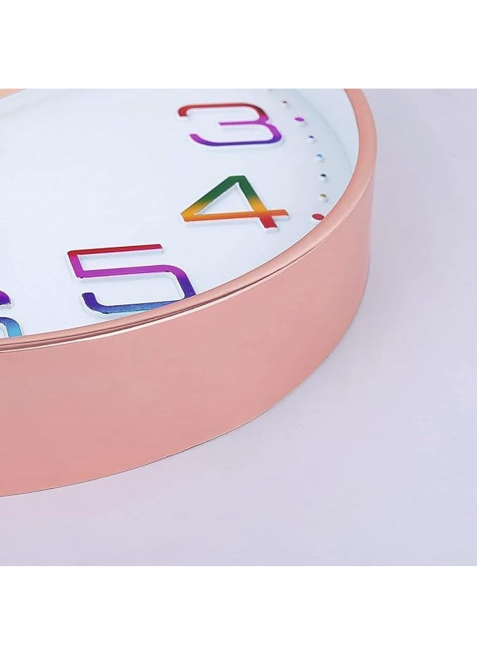BEMOX Wall Clock 12 Silent Quartz Decorative Wall Clock NonTicking Classic Digital Clock Battery Operated Round Easy to Read Handheld Complete HomeKitchenBedroom Rainbow