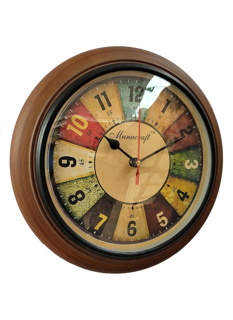 Munacraft Wooden Wall Clock 10 inch Round Antique Multi Color dial