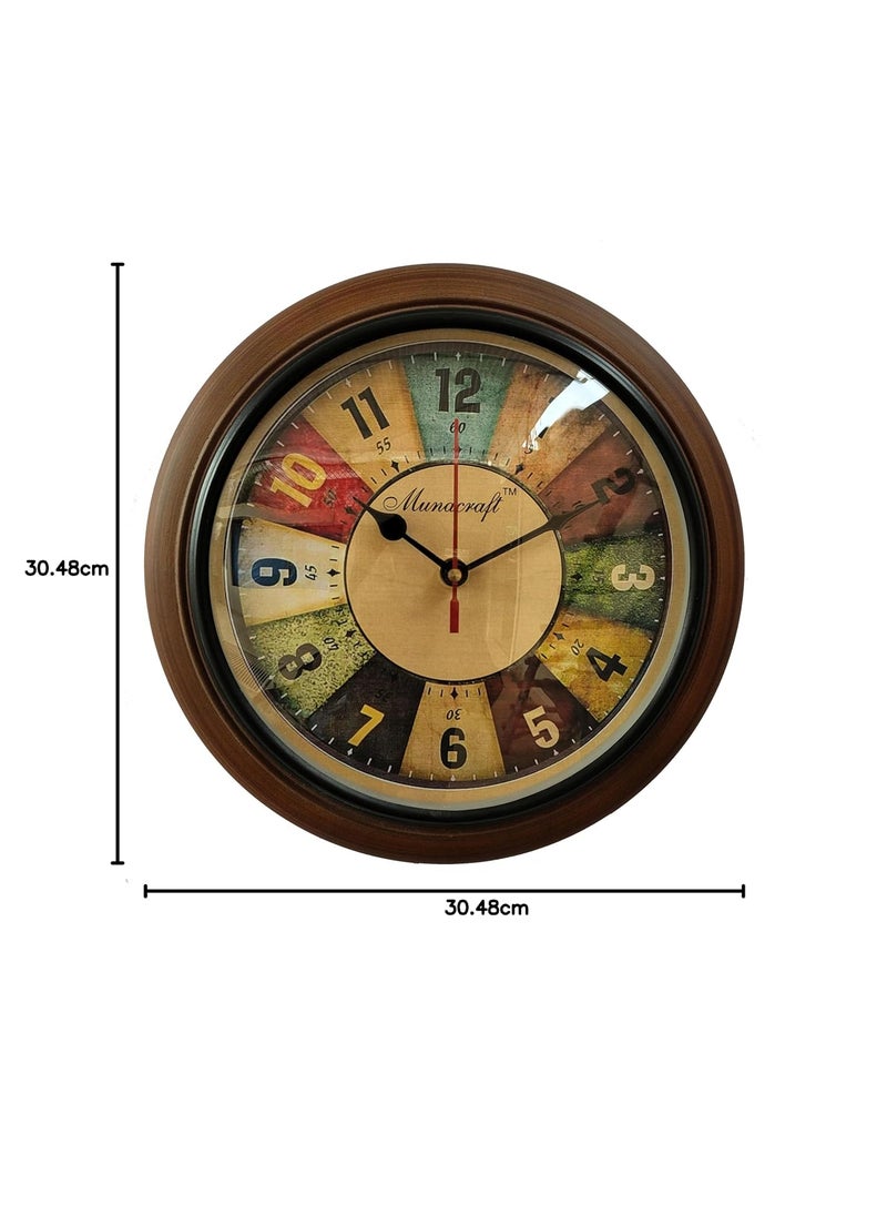 Munacraft Wooden Wall Clock 10 inch Round Antique Multi Color dial
