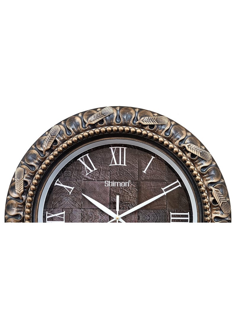 LYONIC Plastic SilverPlated Beautiful Royal Look Roman Number Big Size Sweep Silent Wall Clock 35 X 35 cm Color Wood Cooper