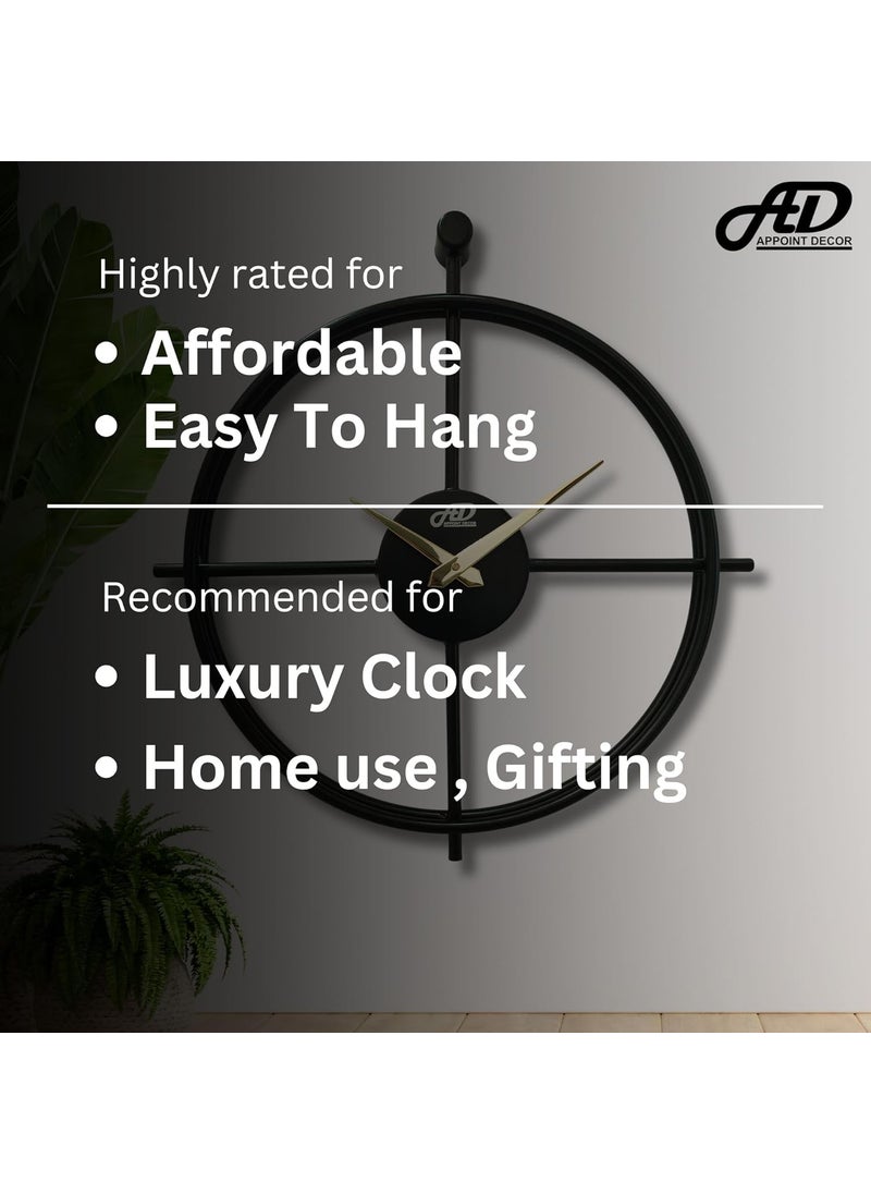 APPOINT DECOR Metal Wall Clock 185 inch 47 x 45 cm Black for Decorative Home Big Size Living Rome Hall Bedroom Office and Gifting