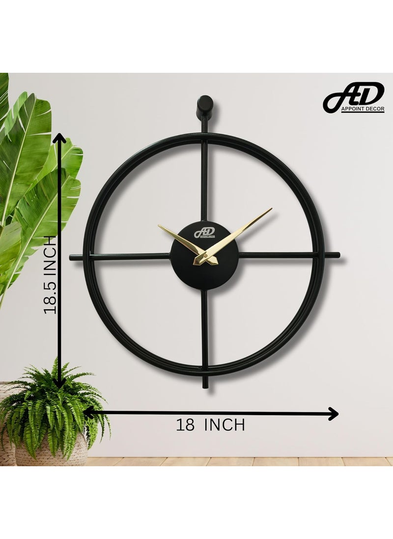 APPOINT DECOR Metal Wall Clock 185 inch 47 x 45 cm Black for Decorative Home Big Size Living Rome Hall Bedroom Office and Gifting