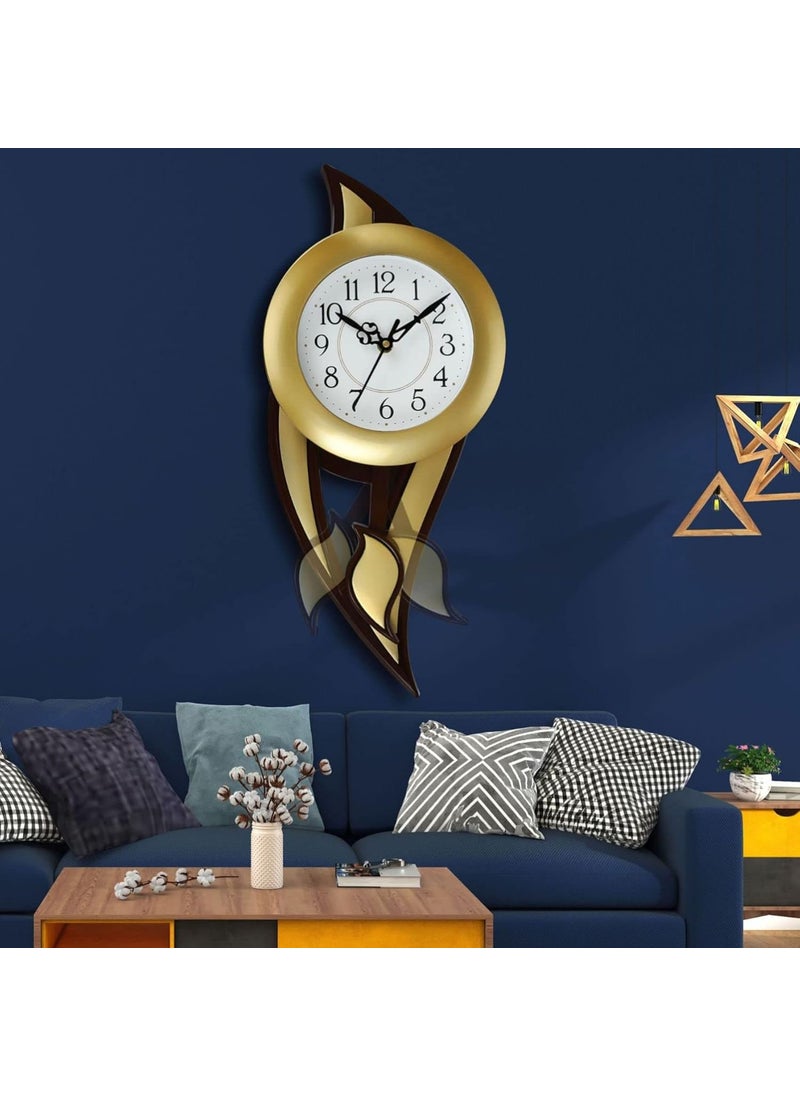 Harbour Analog Latest Stylish New Models Wall Clock with Pendulum for Home Living Room Hall Bedroom Size Height 425 CM X Width 175 CM Home Decor Big Size Wall Clock MJ 18 GLMJ 1