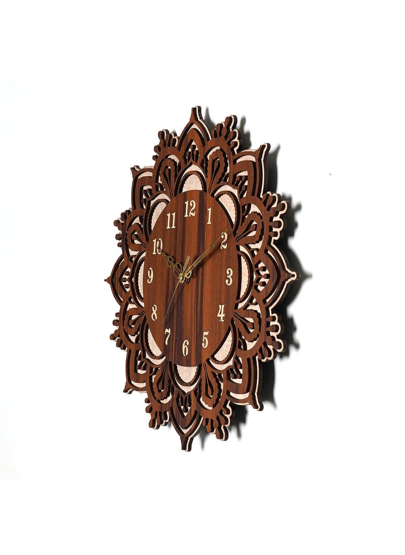 Ingo creation Wooden Round Home Latest Antique Design Non Ticking Movement No Frame Wall Clock for KitchenLiving RoomBedroomOffice Wooden Big Size 15inch