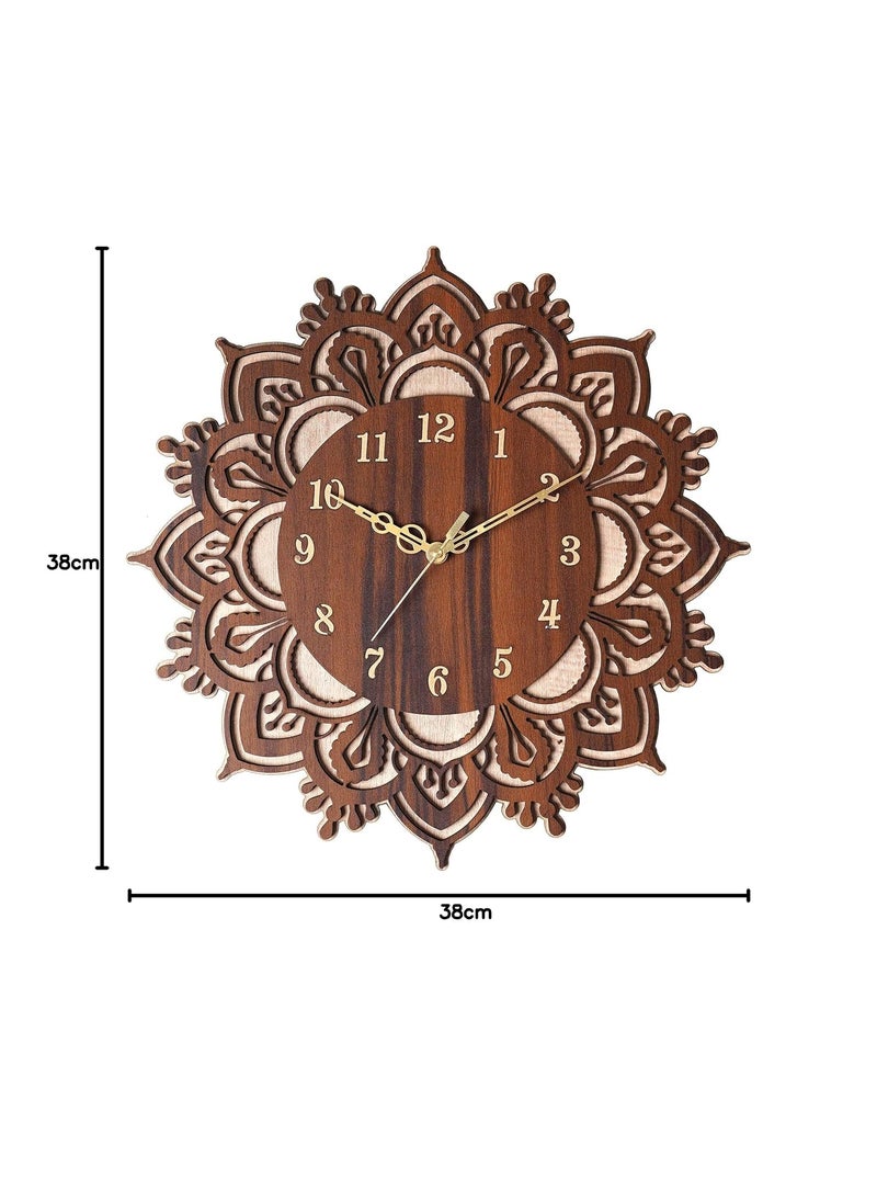Ingo creation Wooden Round Home Latest Antique Design Non Ticking Movement No Frame Wall Clock for KitchenLiving RoomBedroomOffice Wooden Big Size 15inch