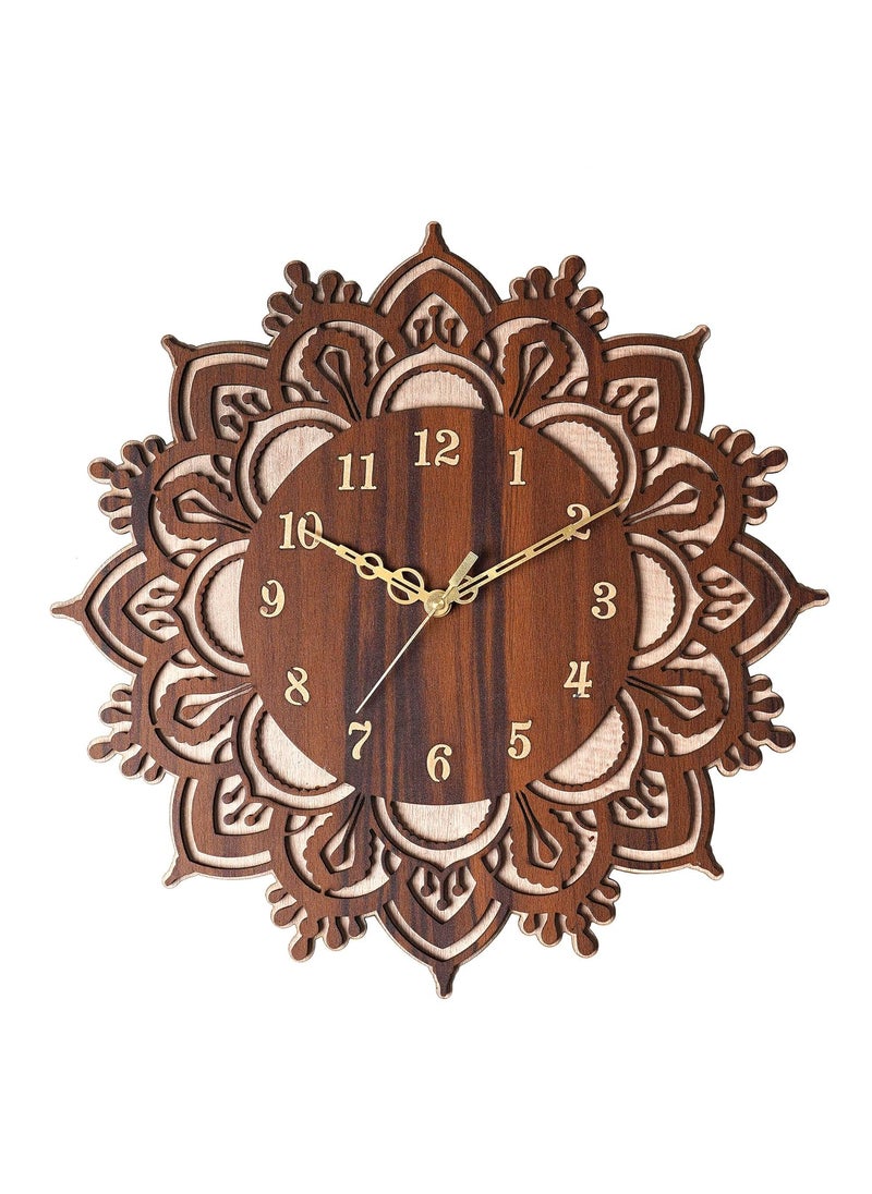 Ingo creation Wooden Round Home Latest Antique Design Non Ticking Movement No Frame Wall Clock for KitchenLiving RoomBedroomOffice Wooden Big Size 15inch
