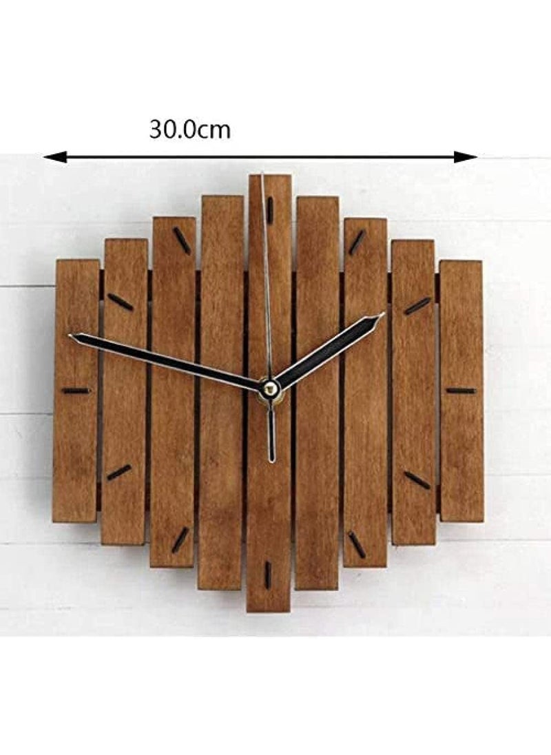 NABSTER 12 inches Brown Designer Modern Style Wall Clock Made of Wooden Wall Clock Unique Anime Gift Idea and Home Decor Great Wall Art for Living Room Kitchen Bedroom Kids