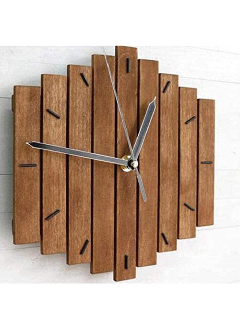 NABSTER 12 inches Brown Designer Modern Style Wall Clock Made of Wooden Wall Clock Unique Anime Gift Idea and Home Decor Great Wall Art for Living Room Kitchen Bedroom Kids