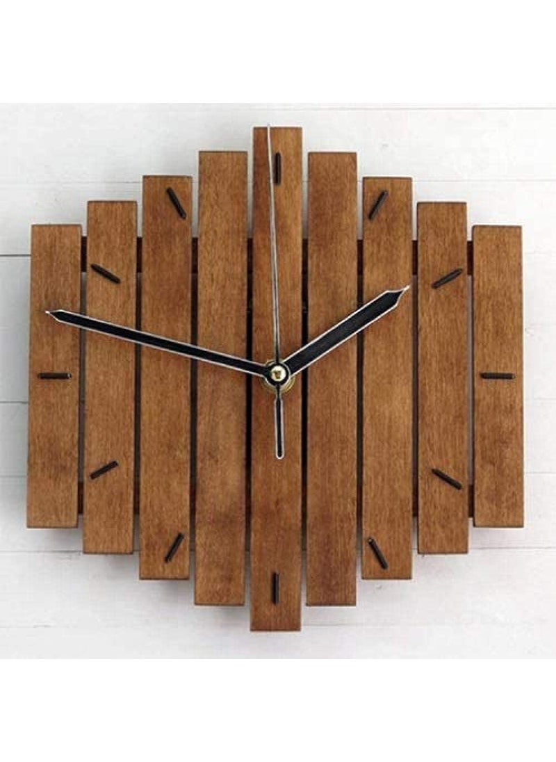 NABSTER 12 inches Brown Designer Modern Style Wall Clock Made of Wooden Wall Clock Unique Anime Gift Idea and Home Decor Great Wall Art for Living Room Kitchen Bedroom Kids
