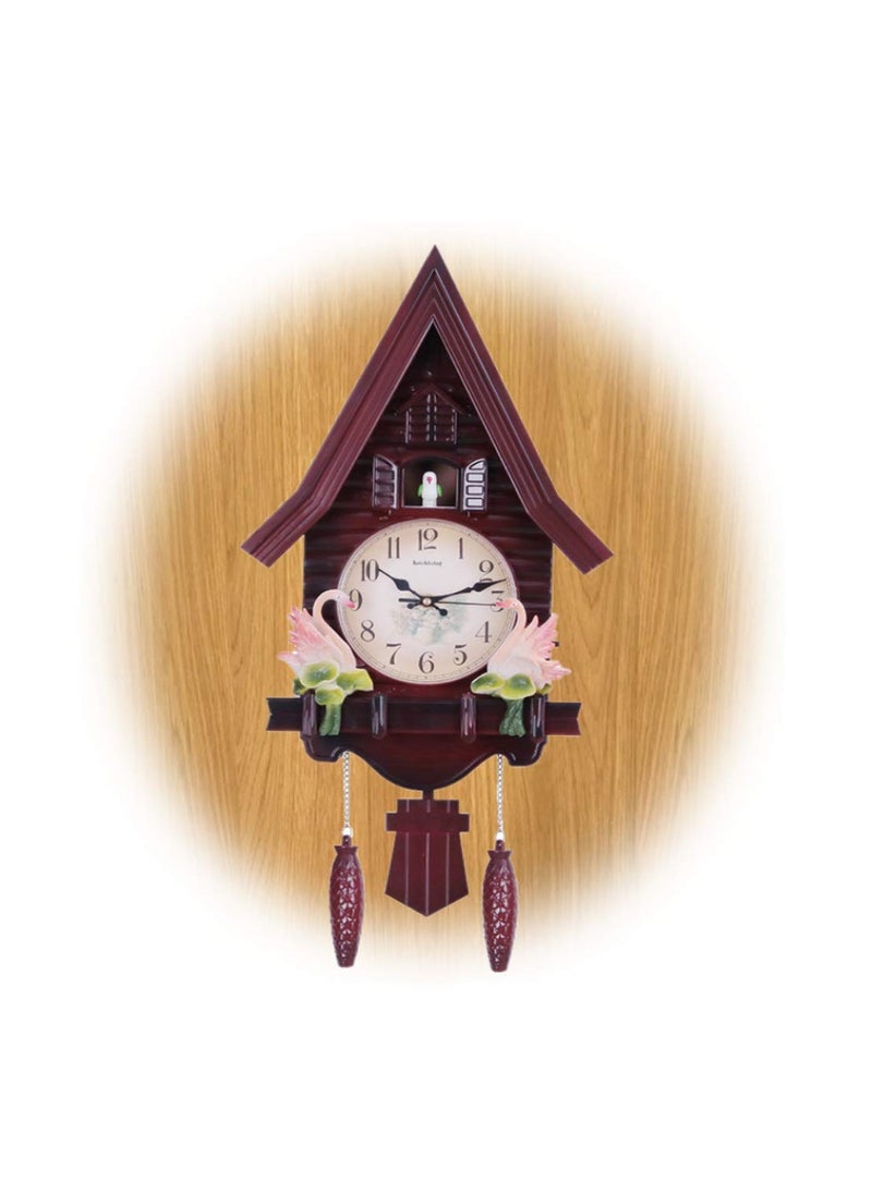 Three Secondz European Style Creative Wall Cuckoo Wall Clock 69 cm x 16 cm x 33 cm ChocoBrown