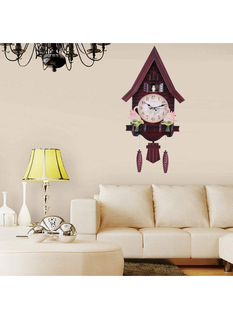Three Secondz European Style Creative Wall Cuckoo Wall Clock 69 cm x 16 cm x 33 cm ChocoBrown