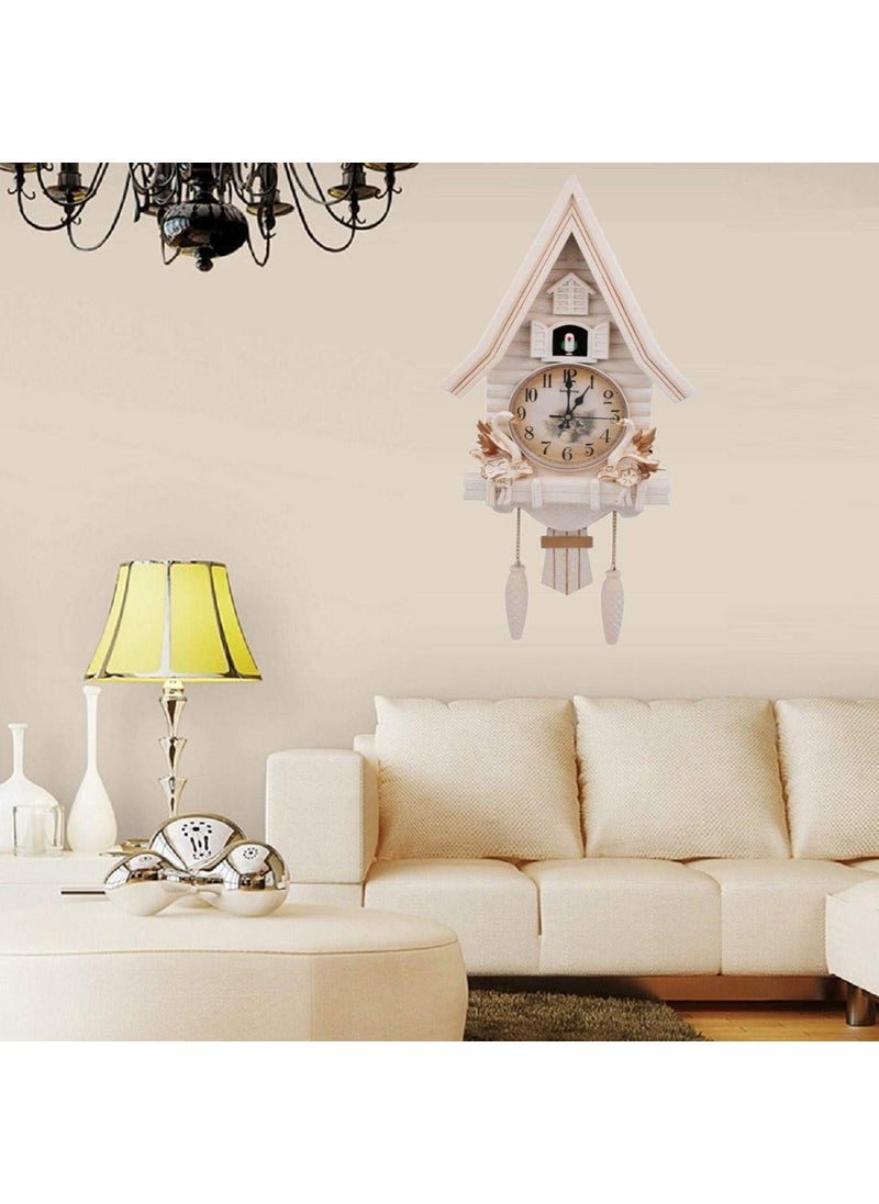 Three Secondz European Living Room Creative Wall Clock Cuckoo 69 x 16 x 33 cm_White
