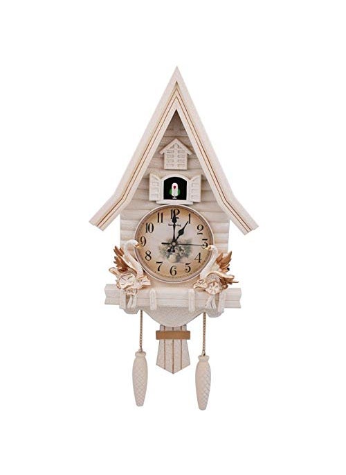 Three Secondz European Living Room Creative Wall Clock Cuckoo 69 x 16 x 33 cm_White