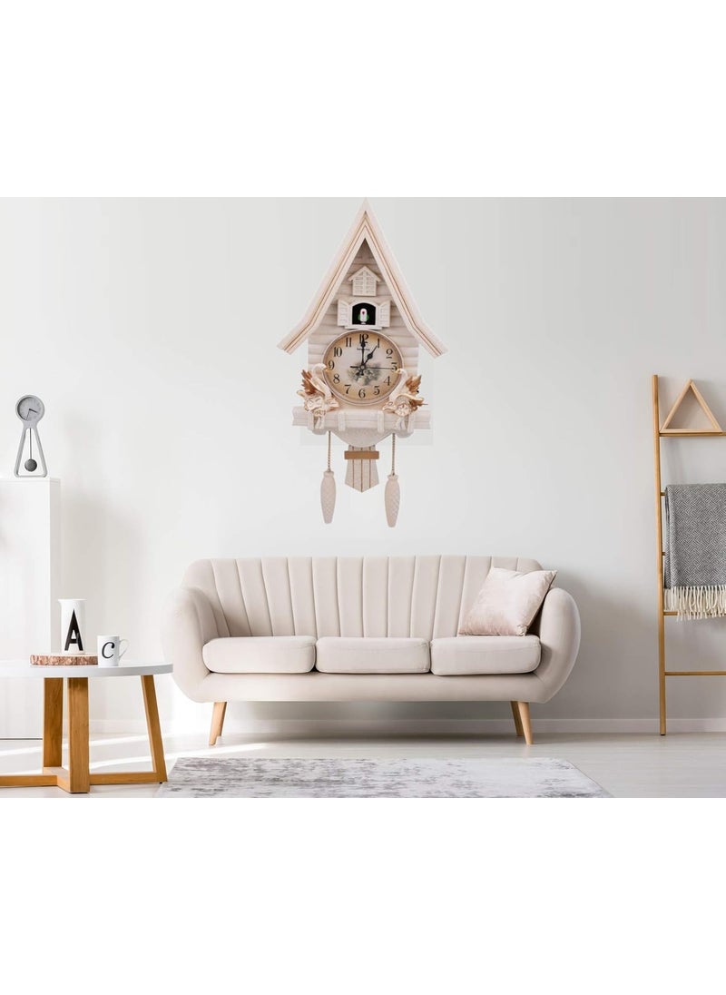 Three Secondz European Living Room Creative Wall Clock Cuckoo 69 x 16 x 33 cm_White