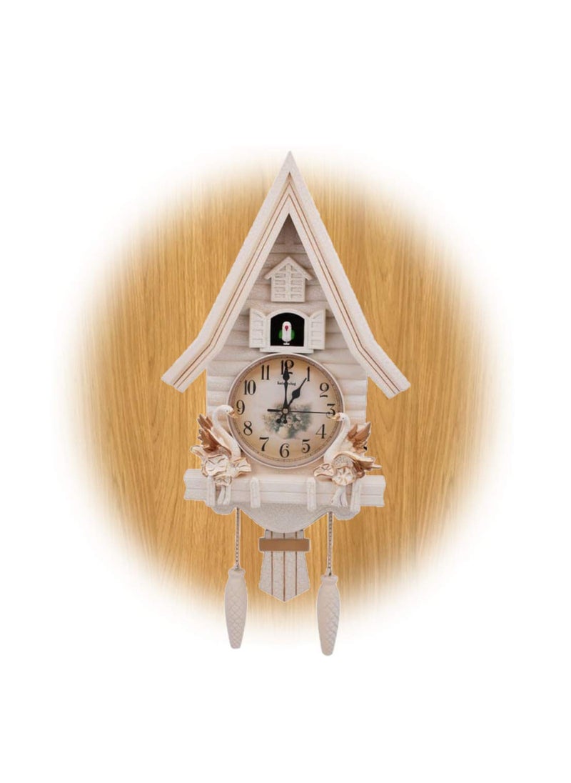Three Secondz European Living Room Creative Wall Clock Cuckoo 69 x 16 x 33 cm_White