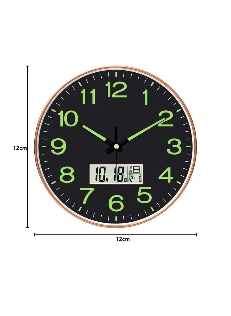 ZEPOLI Wall ClockSquare Wall Clock Wall Clock for Home Hall Living Bedroom Kitchen Analog Stylish Silent NonTicking Watches Modern Decorative Time Piece Radium Black Digital