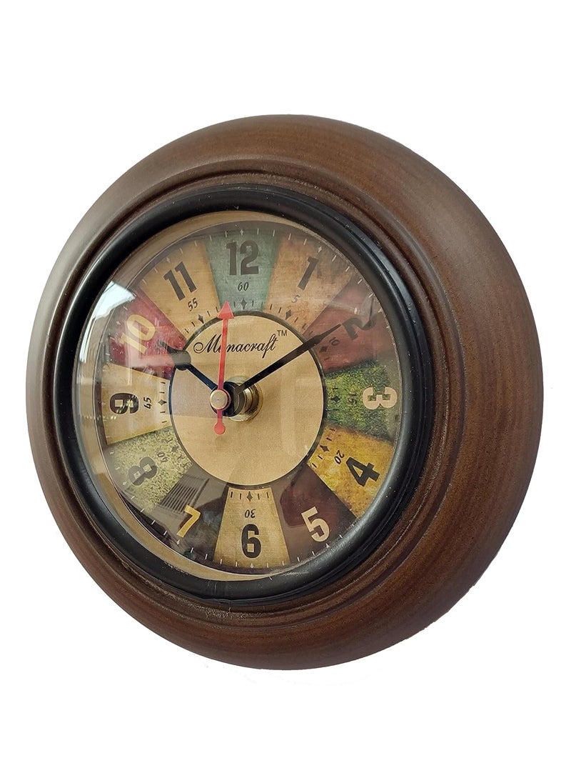 Munacraft Wooden Wall Clock 6 inch Round Antique Multi Color dial