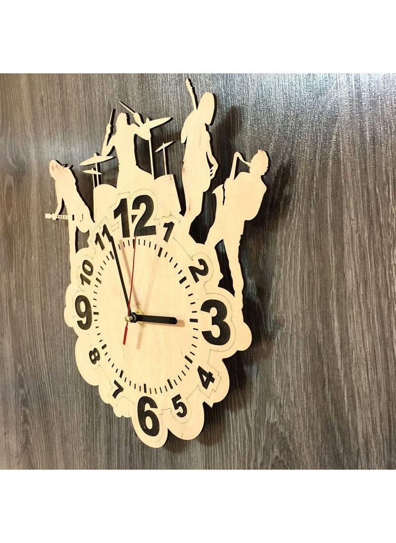 NABSTER Rock Music Wall Clock Unique Wood Room Decor Music Gifts Fans Decorative Art Kitchen Wedding Christmas Anniversary Birthday Music Clock 12 Inch 30 Cm