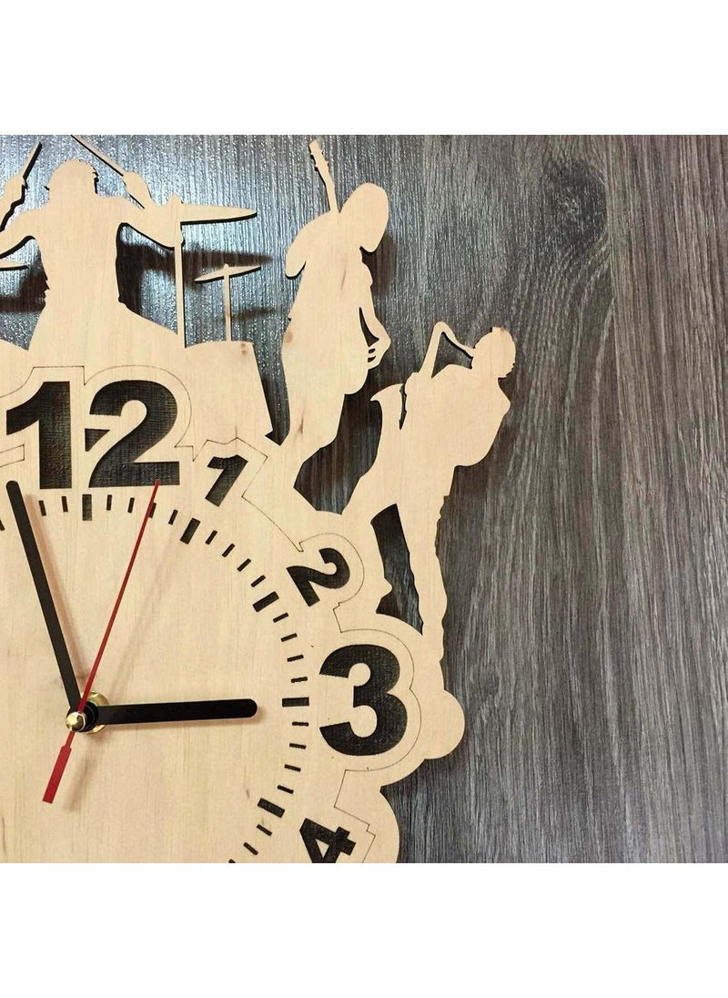 NABSTER Rock Music Wall Clock Unique Wood Room Decor Music Gifts Fans Decorative Art Kitchen Wedding Christmas Anniversary Birthday Music Clock 12 Inch 30 Cm