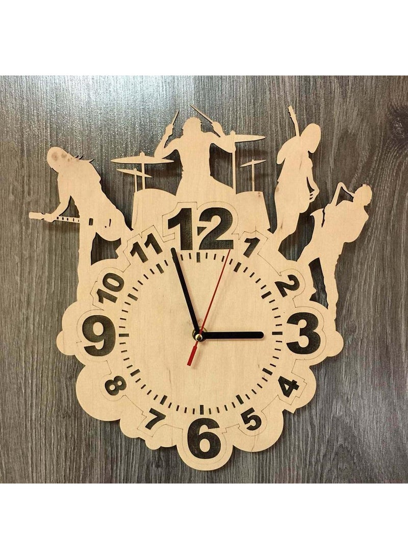 NABSTER Rock Music Wall Clock Unique Wood Room Decor Music Gifts Fans Decorative Art Kitchen Wedding Christmas Anniversary Birthday Music Clock 12 Inch 30 Cm