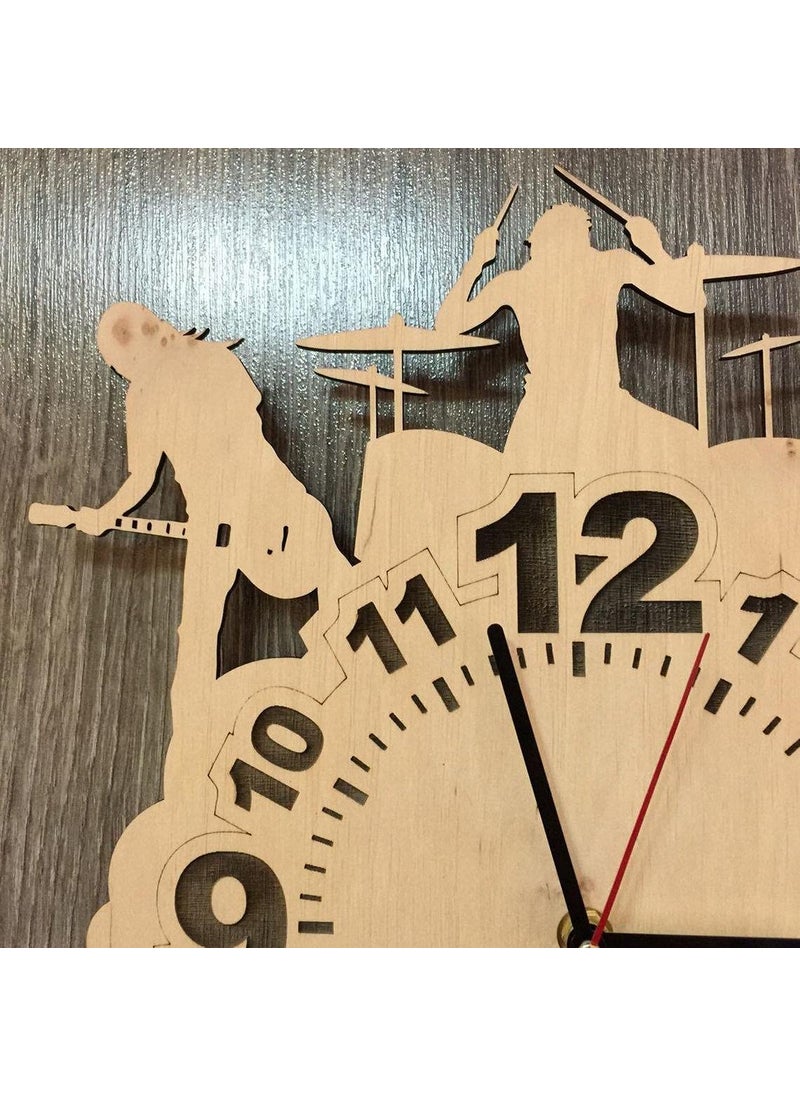 NABSTER Rock Music Wall Clock Unique Wood Room Decor Music Gifts Fans Decorative Art Kitchen Wedding Christmas Anniversary Birthday Music Clock 12 Inch 30 Cm