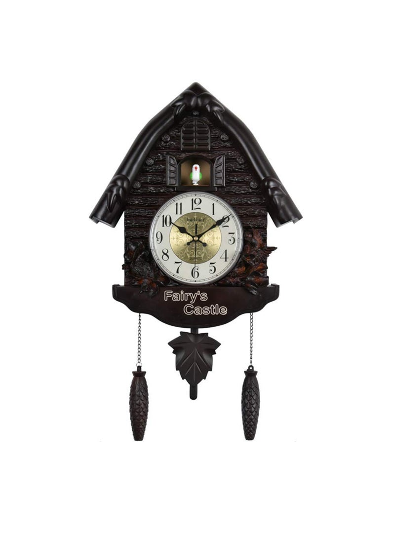 Three Secondz Cuckoo Fixed Door Does not Open or Close Decorative Wall Clock for Home Choco Brown 60 cm x 15 cm x 36 cm