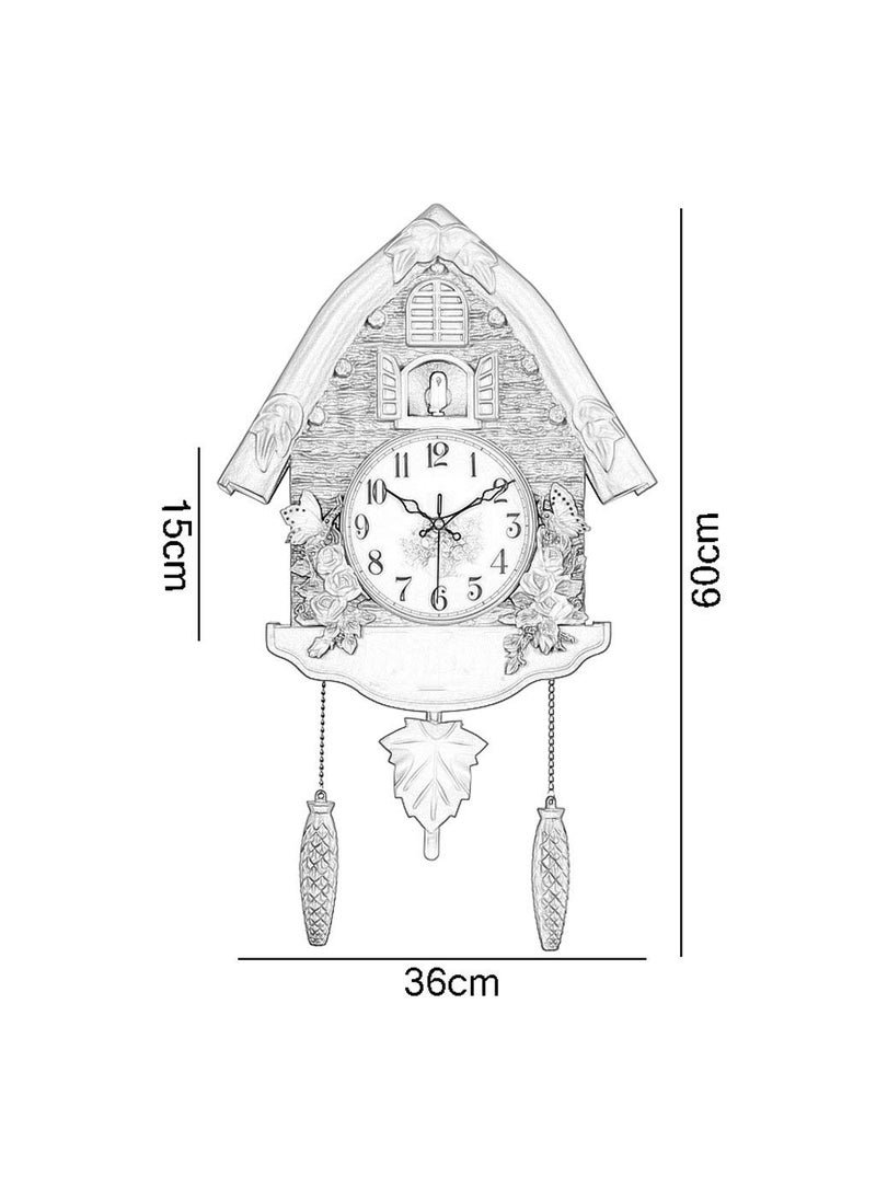 Three Secondz Cuckoo Fixed Door Does not Open or Close Decorative Wall Clock for Home Choco Brown 60 cm x 15 cm x 36 cm