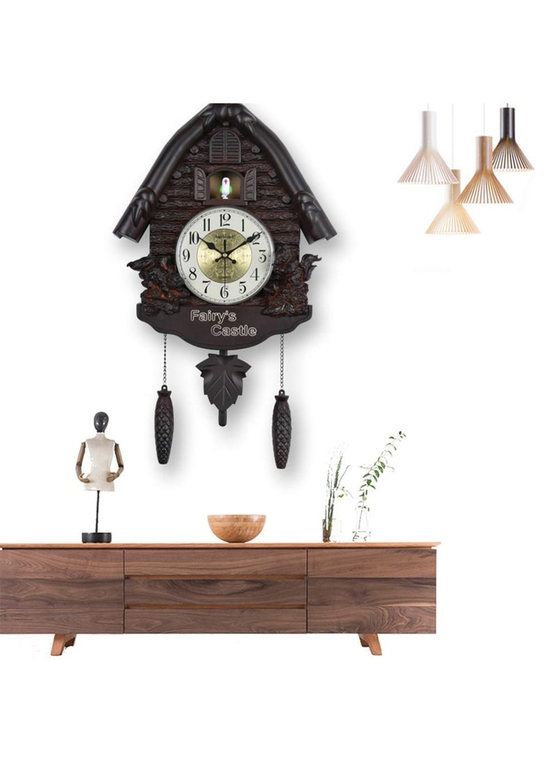 Three Secondz Cuckoo Fixed Door Does not Open or Close Decorative Wall Clock for Home Choco Brown 60 cm x 15 cm x 36 cm