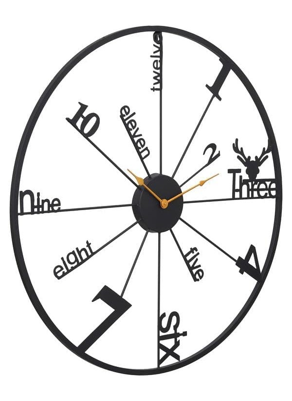 kriyanta Metal Wall Hanging Floral Handmade Wall Clock Multicolor Ticking Sound for BedroomDrawing RoomHallDining Room 24 INCH60 CMPack of 1 Deer B Black