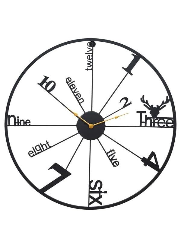 kriyanta Metal Wall Hanging Floral Handmade Wall Clock Multicolor Ticking Sound for BedroomDrawing RoomHallDining Room 24 INCH60 CMPack of 1 Deer B Black