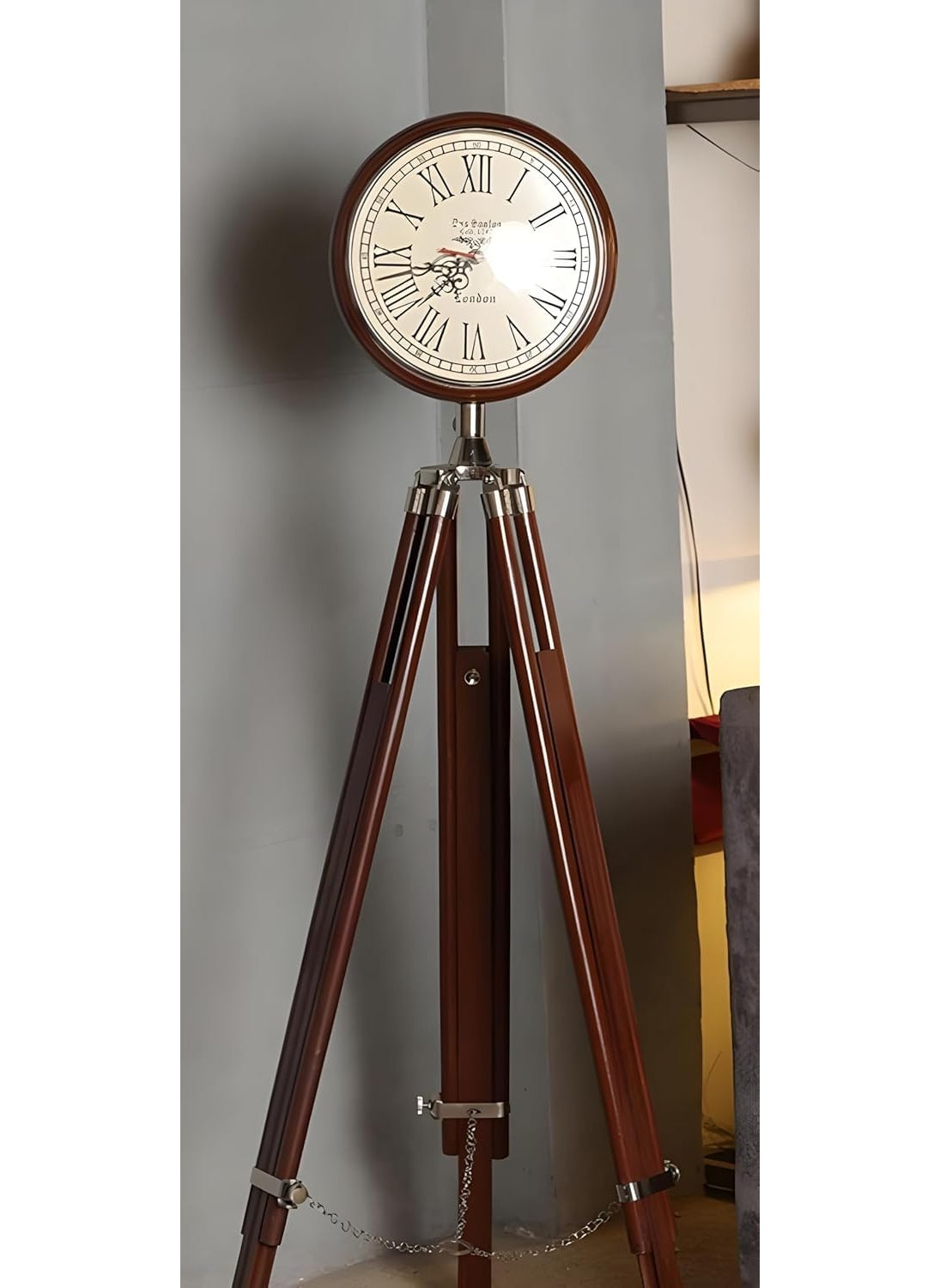 Rolifera Handcrafted Grandfather Style Floor Clock in Brown Polished Wood Vintage Two Folding Antique Floor Standing Clock with Roman Numbers 73 inches