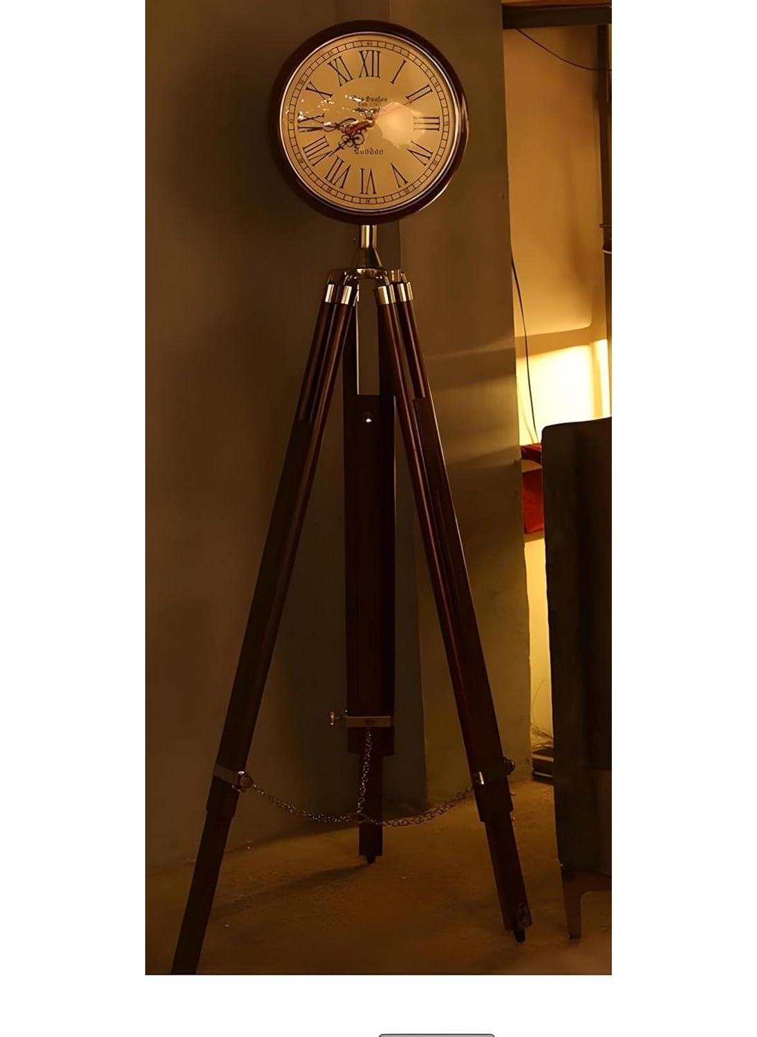 Rolifera Handcrafted Grandfather Style Floor Clock in Brown Polished Wood Vintage Two Folding Antique Floor Standing Clock with Roman Numbers 73 inches