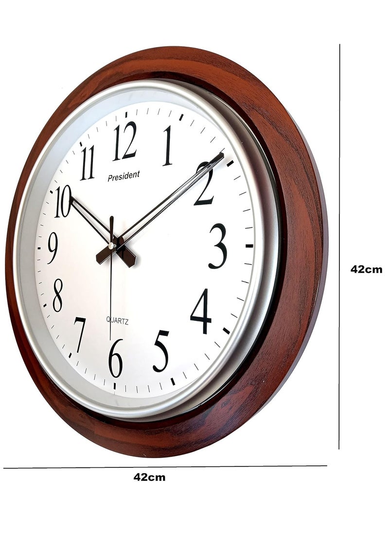 LYONIC Royal Look President Quartz Big Size Wall Clock BrownColor Made in India