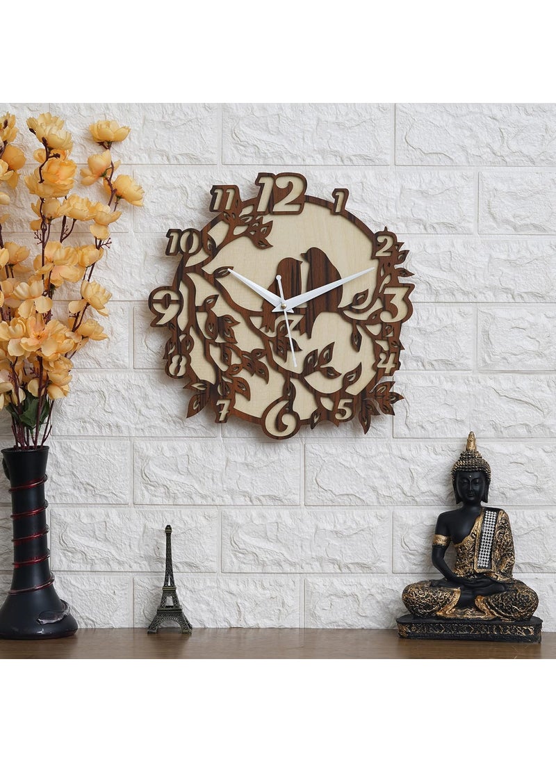 Ingo creation Wooden Wall Clock for Home Decor Silent Noiseless Technology Wall Clock for Home Stylish Bedroom Living Room Antique Wall Clock for Office Brown Color