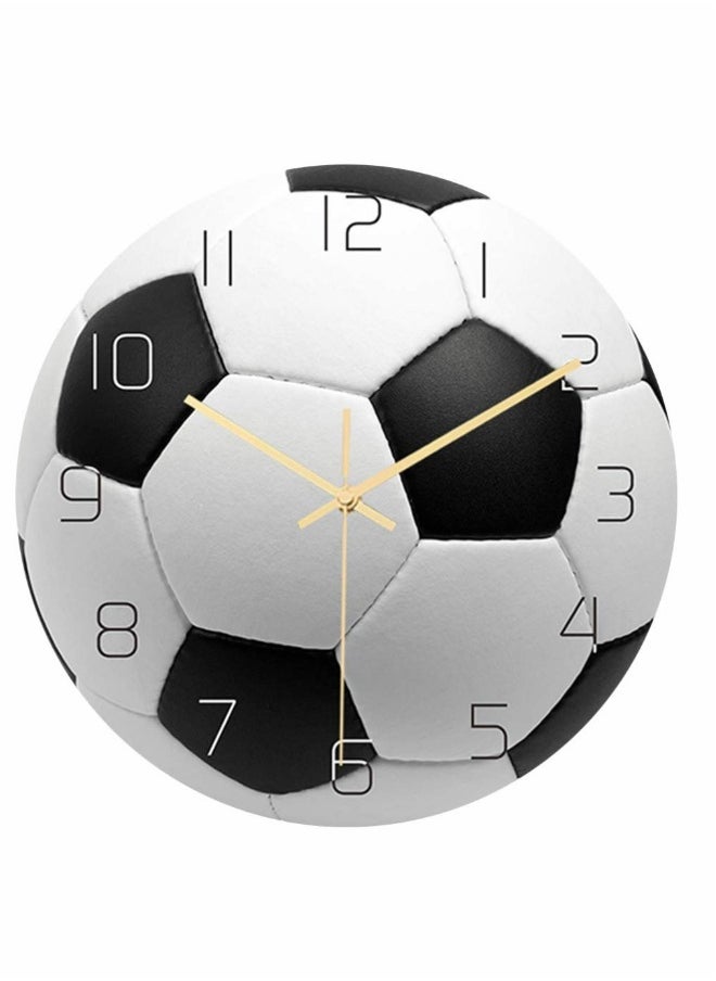 Stylish 12 Inch Silent Football Wall Clock - Non-Ticking Decorative Timepiece for Living Room & Bedroom, Ideal Gift for Soccer Fans, Unique Home Decor Art