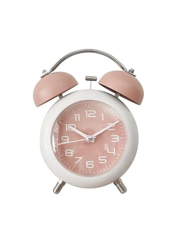 Taglich Metal Twin Bell Alarm Clock Retro Loud Alarm Clock with Silent Sweep Movement Luminous Hands Vintage Bedside Alarm Clock for Kids Student Bedroom Study Table School Pink