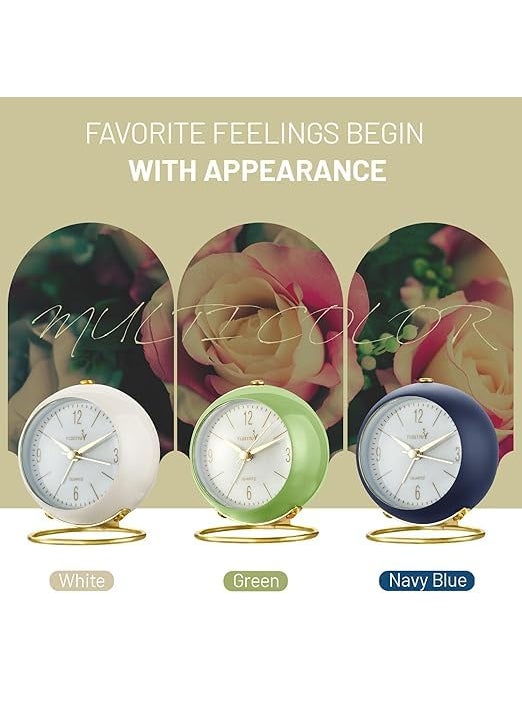 SHOPELLA Silent Table Analog Alarm Clock No Ticking Lighted on Demand Battery Operated Beep Sounds Small Desk Clock for Bedroom Office and Travel