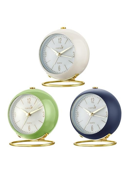 SHOPELLA Silent Table Analog Alarm Clock No Ticking Lighted on Demand Battery Operated Beep Sounds Small Desk Clock for Bedroom Office and Travel