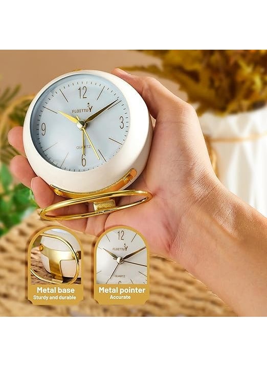 SHOPELLA Silent Table Analog Alarm Clock No Ticking Lighted on Demand Battery Operated Beep Sounds Small Desk Clock for Bedroom Office and Travel