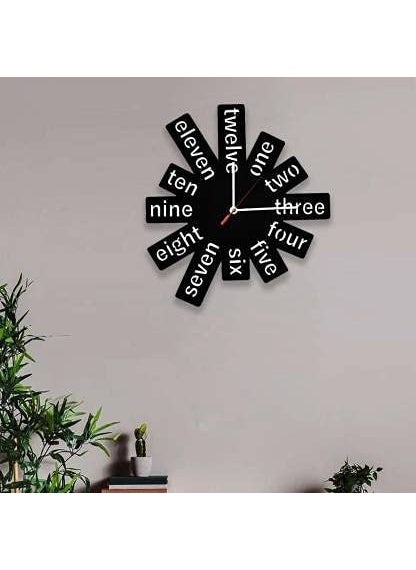 Ingo creation Analog Wooden Wall Watch for for HomeLiving Room Hall Bedroom Office Stylish12 X 12 Inch Wall Clock Black