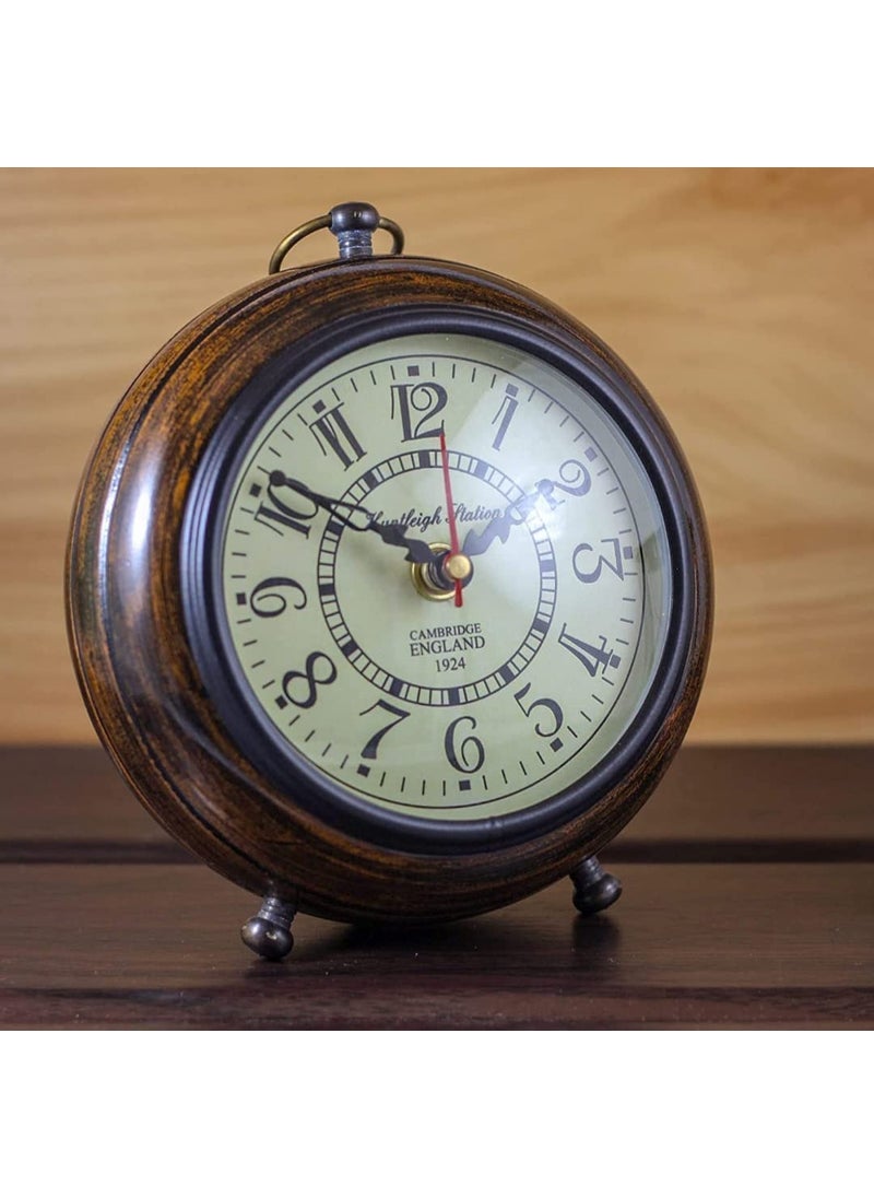 ARTIKRON Handmade Antique Wooden Table Top Clock Desk Clock Nautical Style Roman Numerals Home Office Study Living Room Decoration Gift Item