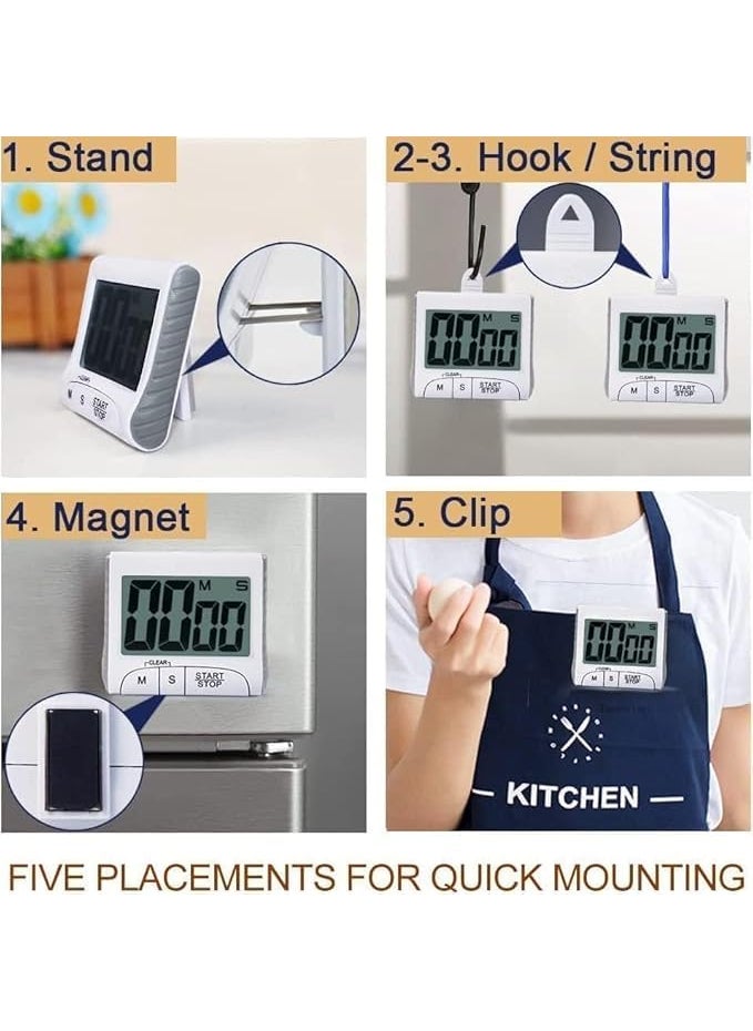 Digital Kitchen Timer 3 Large Display Stopwatch Loud Alarm Magnetic Back for Cooking Classroom Teachers Kids Games Sports Timer for Workouts Exercise