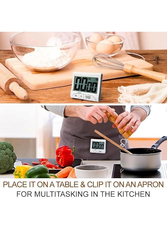 Digital Kitchen Timer 3 Large Display Stopwatch Loud Alarm Magnetic Back for Cooking Classroom Teachers Kids Games Sports Timer for Workouts Exercise